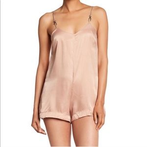 NBD Ruscha Romper in Sandy Rose with Chain Straps